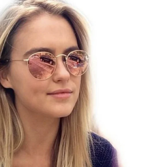 New - Ray-Ban Round Metal Pink Mirror Lenses GoldFrame RB3447 Men /Women New